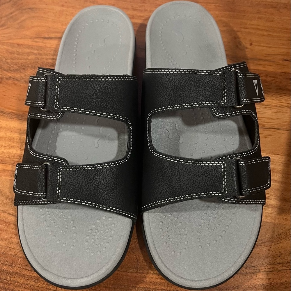 V Step Orthopedic Slides Womens Size 10 Mens 9 Black Adjustable Arch Support New - Picture 6 of 7